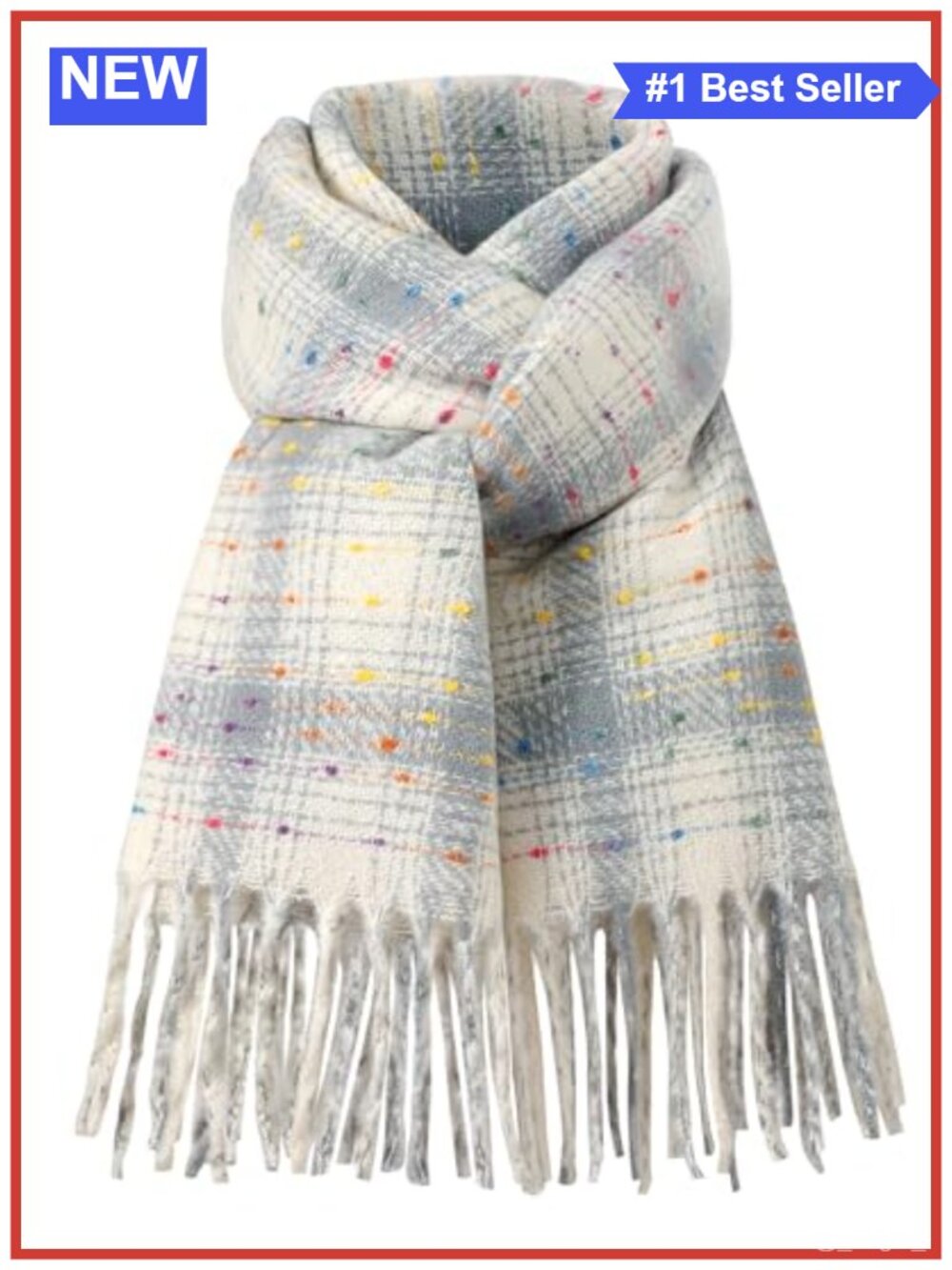 Women's Winter Scarf Soft Polyester Blanket Scarf with Tassels